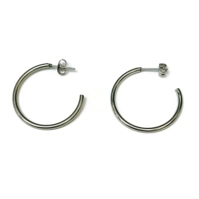 Aramat Jewels | Oorbellen | RVS Hoepel Oorstekers in Diverse Maten | Zilverkleurig / 30mm | |2mm | Staal | Volwassenen | Verkleurd niet