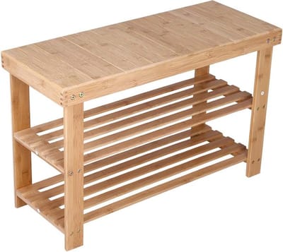Bamboe Schoenenrek Bank 3 Tier Entryway Seat Schoen Organizer Opslag Plank (Geel)