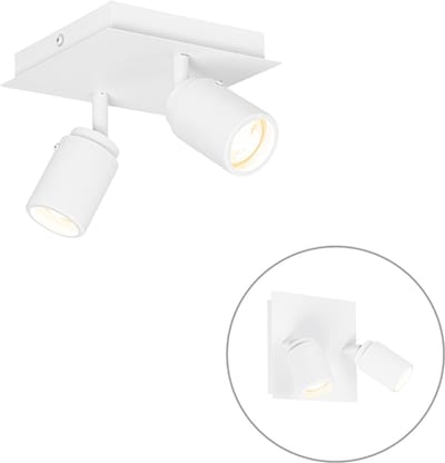 QAZQA ducha - Moderne Plafondlamp en wandlamp voor badkamer - 2 lichts - L 17 cm - Wit -