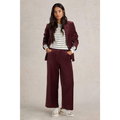 White Stuff Belle Cropped Velvet Trouser Dark Plum Maat: 18 | Pantalons Outlet | Dames | Paars