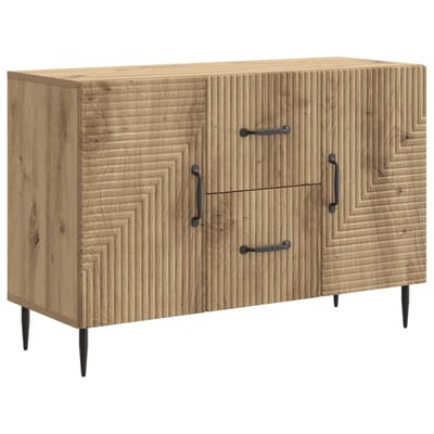 vidaXL - Dressoir - Artisanaal - eiken - 89 - x - 34,5 - x - 60 - cm - Bewerkt - hout