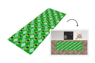 Keukenloper - Loper keuken - Brazilië - Voetbal - Patronen - 150x50 cm - Keukenloper vinyl
