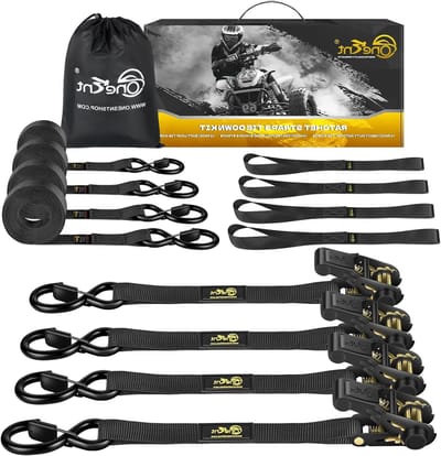 Spanbanden met Ratel - Lading Zekeren Riemen - Vracht Vervoeren - Versterkte S-Haken - 1" x 16 FT - Zwart