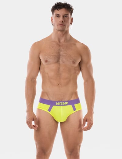 Barcode Berlin Brief Sonny Neongreen-Purple - MAAT S - Heren Ondergoed - Slip voor Man - Mannen Brief