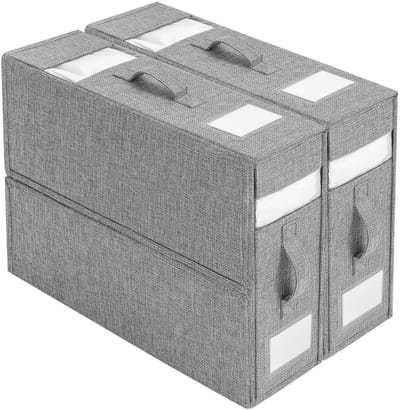 2-delige Beddengoed Opbergbox Set - Kleding en Dekbedovertrek Organizer - Opvouwbare Opbergmand voor Kast - Grijs