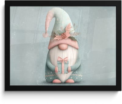 Poster in lijst - Fotolijst 40x30 cm - Posters - Kerstgnome - Cadeau - Groen - Posterlijst zwart - Decoratie - Wanddecoratie woonkamer - Muurdecoratie slaapkamer - Kerstversiering - Kerstdecoratie voor binnen - Kerstmis