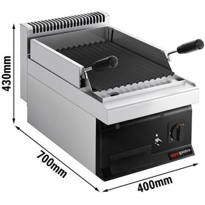 GGM Gastro Gas Lavasteingrill - 7 kW - Grillrost neigbar Zilver / Zwart