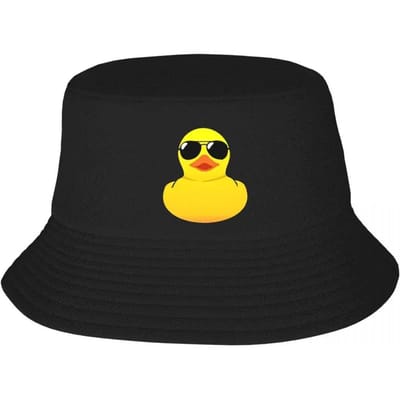 Schattige Gele Eend Print Vissershoed Stadse Stijl Veelzijdige Stijl Voor Mannen En Vrouwen One Size zwart
