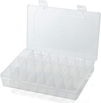 Plastic Opbergdozen met 24 Compartimenten voor Knutselmateriaal en Sieraden - Duidelijke en Verstelbare Organizer Box voor Kralen en Accessoires