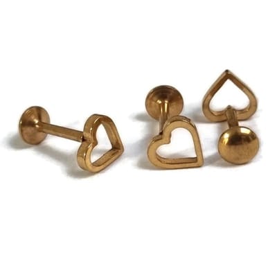 Aramat Jewels | Piercings | Stalen Helixpiercing Hart - Goudkleurig | | | |8mm | Staal | Volwassenen | Verkleurd niet