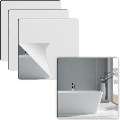 VIN® Plakspiegel Rechthoek - Passpiegel Deur - Zelfklevende Spiegel 4 Stuks- plakspiegel Vierkant – Spiegelfolie – 20x20cm