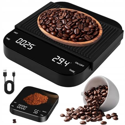 Koffieschaal - Digitale Koffieweegschaal - 3000g/0.1g Hoge precisie - Zwart - LED-display & Timer - Antislip en hittebestendig - Voor Handfilter & Espresso