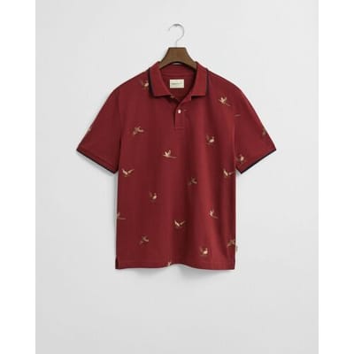 Gant Polo Embroidered Flying Duck Pattern Plumped Red / male