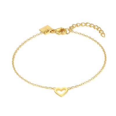 Twice As Nice Armband in 18kt verguld zilver, open hartje 16cm+3cm