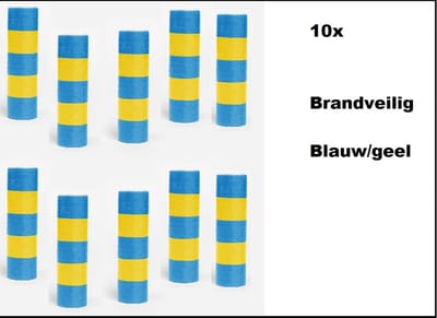 10x Rol Serpentine 4 meter papier blauw/geel- brandvertragend - Carnaval thema feest festival blauw wit Optocht Bierfeest