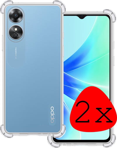 Hoesje 2 Stuks - Geschikt voor OPPO A17 - Sterk & Shockproof - Siliconen Case - Back Cover - Telefoon Hoes Shock Proof - Transparant