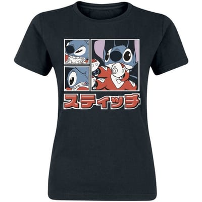 Lilo & Stitch - Disney T-shirt - Japanese Stitch Boxes - S tot XXL - voor Vrouwen - zwart