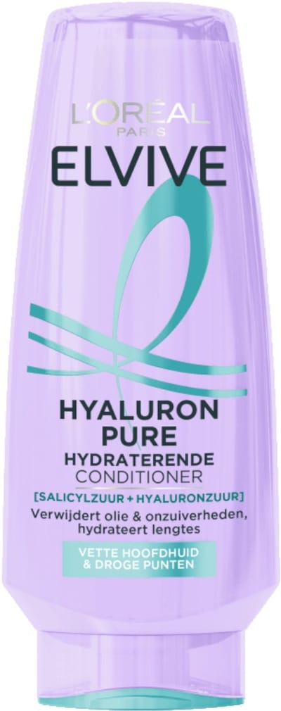 L'Oréal Paris Elvive Hyaluron Pure Hydraterende Conditioner - voor een vette hoofdhuid en droge punten - met hyaluronzuur en salicylzuur - 200 ml