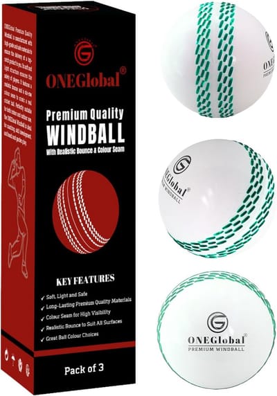Set van 3 Zachte Cricketballen voor Binnen en Buiten - Duurzaam met Gekleurde Naad voor Realistische Swing