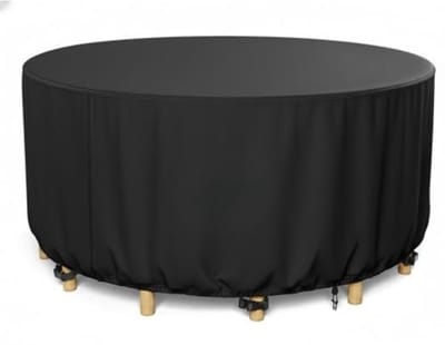 Thuys - Beschermhoes Ronde Tuintafel 158cm - 420D Polyester - UV-bestendig - 4 Haken en Banden - voor Terras en Balkon