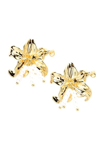 AVANT-GARDE PARIS AVC51L0OW-F11 - Oorknopjes - Goudkleurige Metalen Bloemoorbellen - Gold Plated - Post En Backsluiting - Voor Volwassen Vrouwen