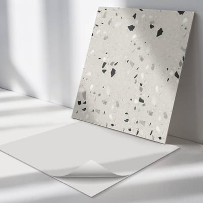 Wallfluent Vinyl Tegels - Patroon met Kleine Fragmenten Zelfklevende PVC Tegels - 30 cm x 30 cm - Grijs Vinyl Tegels - Set van 9 - Vierkant PVC Tegels - Texturen Plaktegels - Vinyl Vloer Tegels - Plaktegels Keuken en Badkamer
