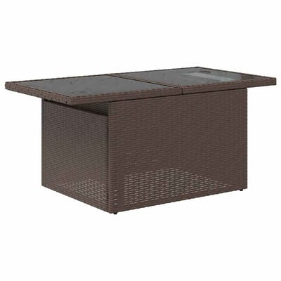 vidaXL Tuinbank Set met kussen met opslag 9 pcs Bruin en Crème
