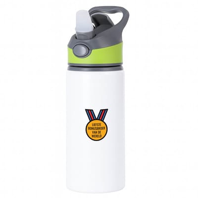 Hacebo® - liefste bonusbroer van de wereld waterfles met rietje groen - Broer - de liefste bonusbroer - verjaardagscadeau - verjaardag - cadeau - cadeautje voor broer - broer artikelen - kado - geschenk - gift - water fles - 650ML