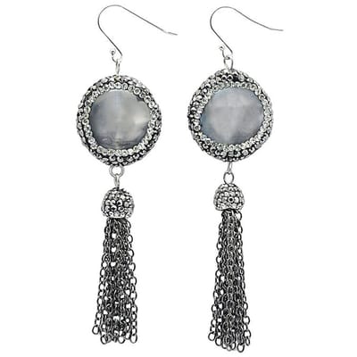 Edelstenen oorbellen Bright Nature Agate Tassel - oorhanger - agaat - sterling zilver (925) - stras steentjes - luxe sieraden doosje - dames oorbellen - lange oorbellen