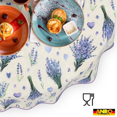 ANRO Tafelkleed Lavendel Paars Ovaal 180x140cm Met sierband Afwasbaar Waterafstotend Binnen & Buiten