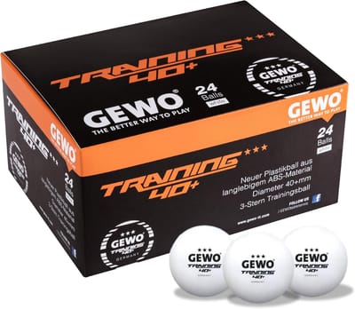 Tafeltennisballen 40+ - Trainingsballen met 3 sterren, ABS kunststof, 40 mm, voorraadverpakking met 24 stuks, wit