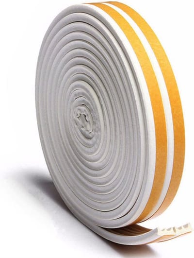 Nordevik® Tochtstrip 6 meter - Zelfklevend - Energiebesparing - Voor Ramen en Deuren - E-profiel Tochtstopper - Tochtband - Tochtwering - Hoogwaardig foam - Woning verduurzamen - 4 x 9mm