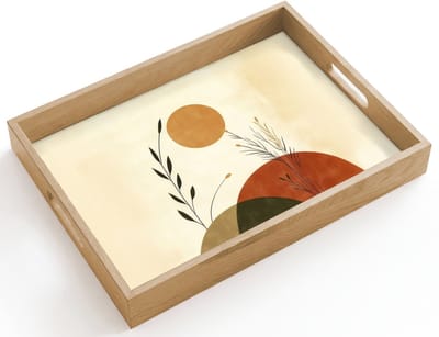 Dienblad hout 40x30 cm - Schootdienblad - Planten - Abstract - Vormen - Borrelplank rechthoek - Plateau dienbladen