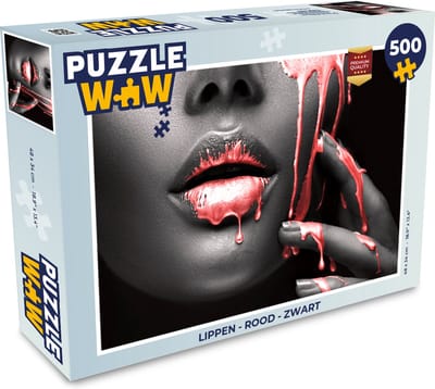 Puzzel Lippen - Rood - Zwart - Legpuzzel - Puzzel 500 stukjes