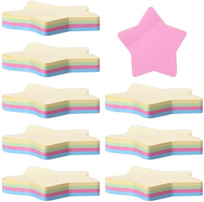 Dailygoods- Notitieblaadjes 800 stuks - Vijfpuntige Ster - Zelfklevend - Kleurrijk - 76 x 76 mm - Ideaal voor Kantoor en Thuis - Plaknotities