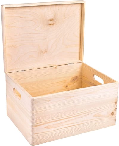 Kesper 69601, FSC Houten Bewaarbox met handvaten en deksel, 39x29x23cm
