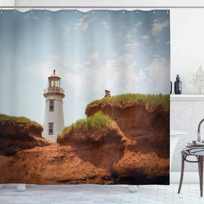 ABAKUHAUS – North Point Douchesgordijn – Stof 175x180 cm, Zimt Fawn
