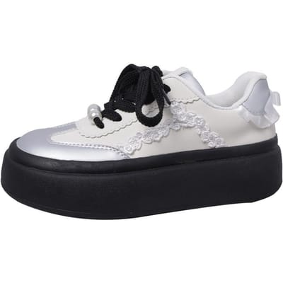 Nieuwe Strik Schoenen Damesschoenen Grote Ronde Neus Leuke Schoenen Platform Schoenen 39 white