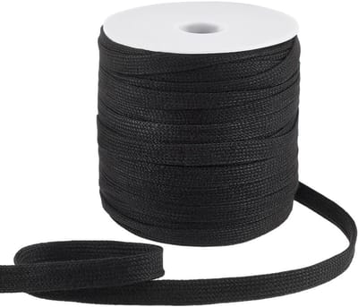 50 Yard x 12 mm Zwart Platte Trekkoord voor Joggingbroek en DIY Projecten - Vervangend Koord, Polyester Touw en Macrame String