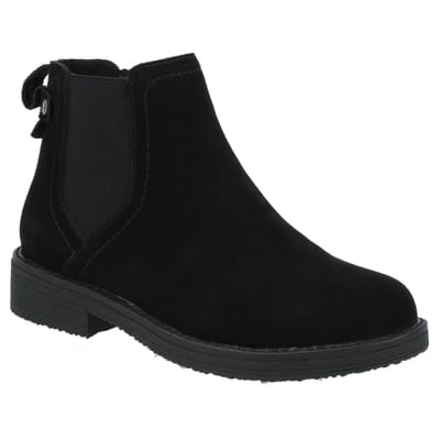 Hush Puppies Maddy Wijd Zwart Suède Dameslaarzen