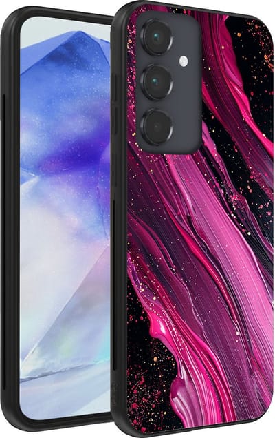 Smartphonica Telefoonhoesje geschikt voor Samsung Galaxy A55 met marmer opdruk - TPU backcover case marble design - Paars Roze geschikt voor Samsung Galaxy A55