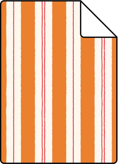 Proefstaal ESTAhome behang strepen oranje en rood - 26.5 x 21 cm - 131957-S
