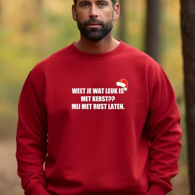 Foute kersttrui heren- Weet je wat leuk is met kerst? mij met rust laten. Sweater rood maat 3XL
