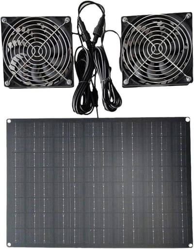 Zonnepaneel Ventilator - Afzuigventilator Set - Luchtcirculatie Verbeteren - Monokristallijn Paneel - 15W 12V - Zwart