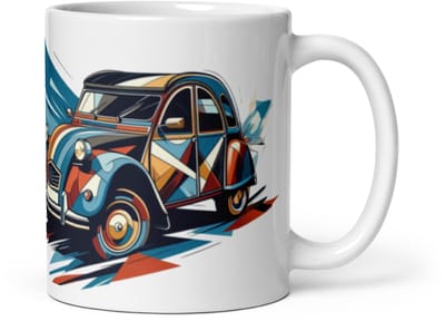 De2pktjes - Een slokje kunst: Picasso-stijl Citroën 2CV mok