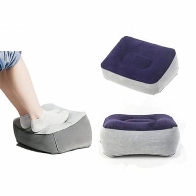Dailygoods- Voetsteun Kussen Opblaasbaar - Verstelbare Hoogte - Draagbaar - Vermindert Zwelling - Geschikt voor Vliegtuigen/Auto's - Hoogwaardig PVC 37x30x20cm - Beenkussen