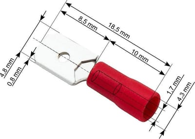 Vlakstekker Plat Rood - Insteekbreedte 4,8 mm Insteekdikte 0.8 mm - 100 Stuk