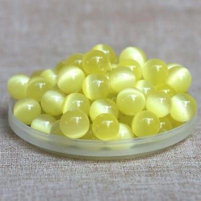 Perles Pierre Oeil de Chat de Couleur Vive, Bracelet en Verre Fait Main DIY Bracelet Bracelet Accessoires, Accessoires de Haute Qualité 6mm 50pcs jaune