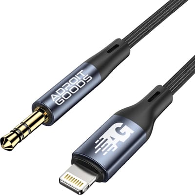 AdroitGoods Aux kabel Geschikt Voor iPhone, lightning En Apple - 100cm - Headphone Jack Audio Aux Kabel - 3,5 mm