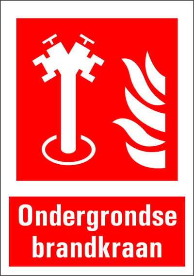 Ondergrondse brandkraan bord met tekst 210 x 297 mm